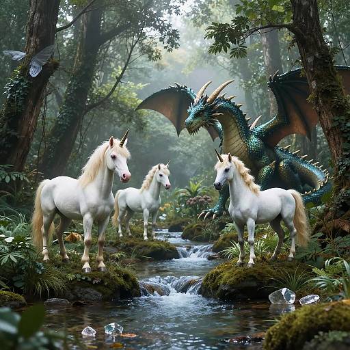 Mythical Creatures in Enchanted Forest