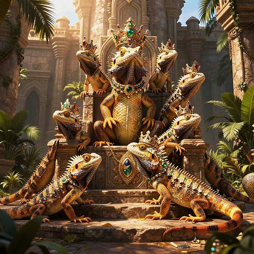 Regal Lizards in Majestic Throne Room