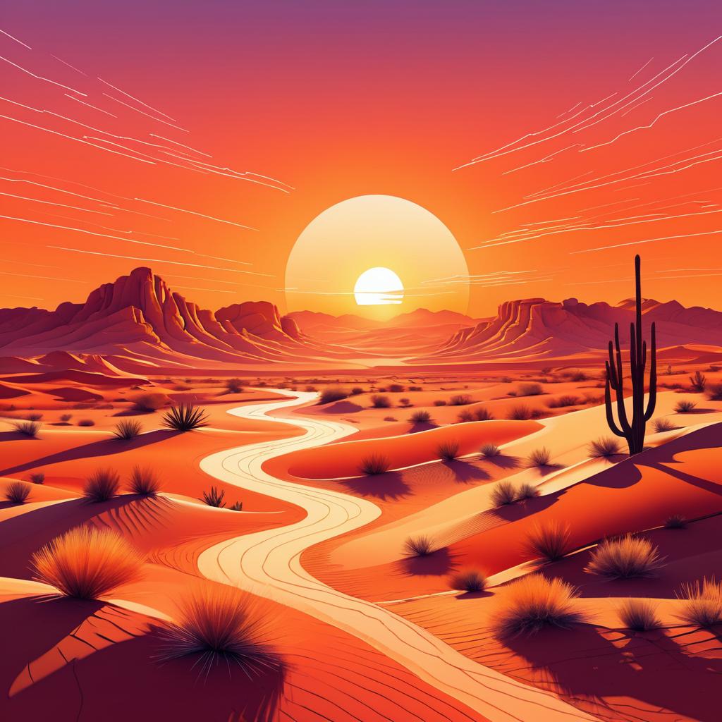 Surreal Desert Sunset with Warm Colors