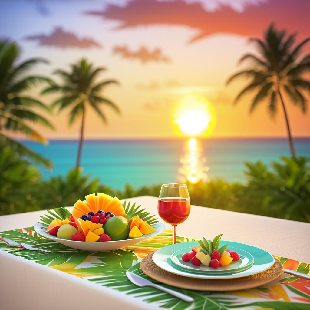 Tropical Table Setting at Sunset