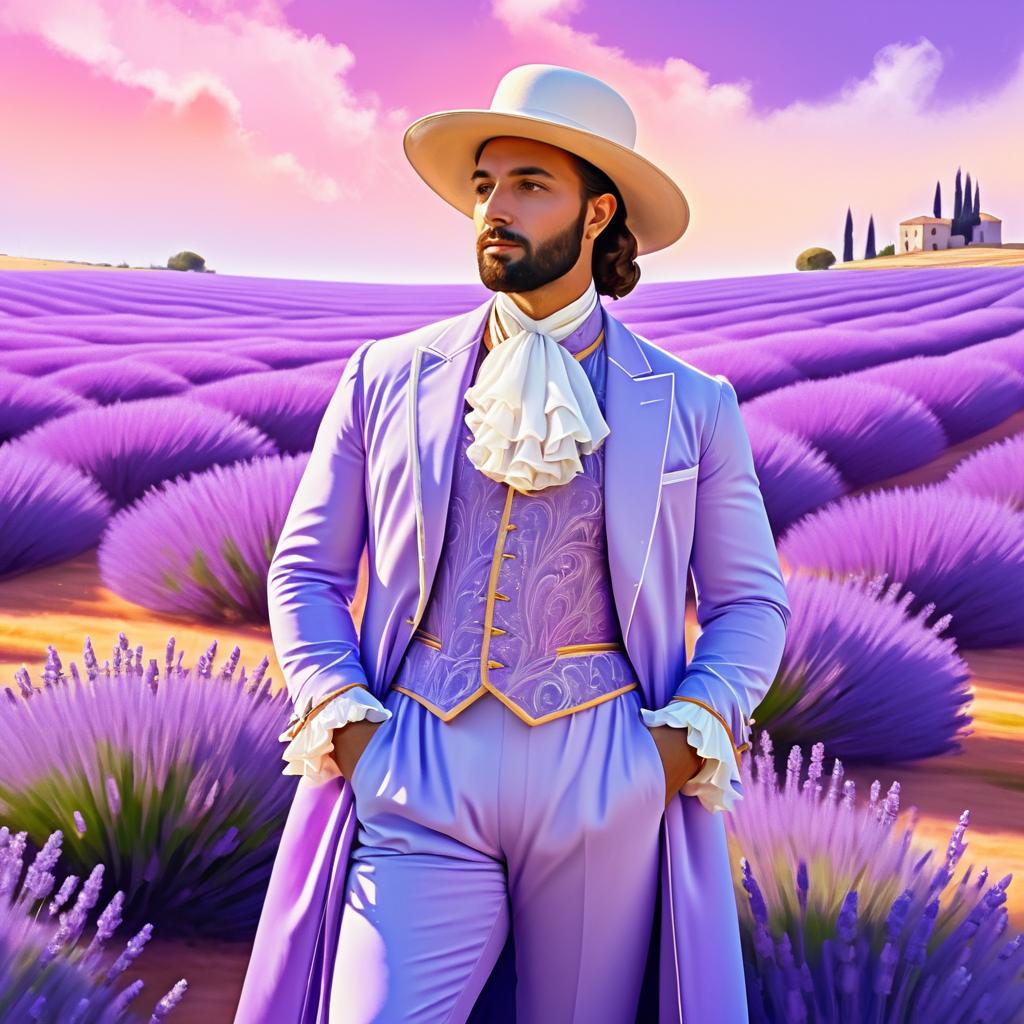 Dreamy Baroque Man in Lavender Field