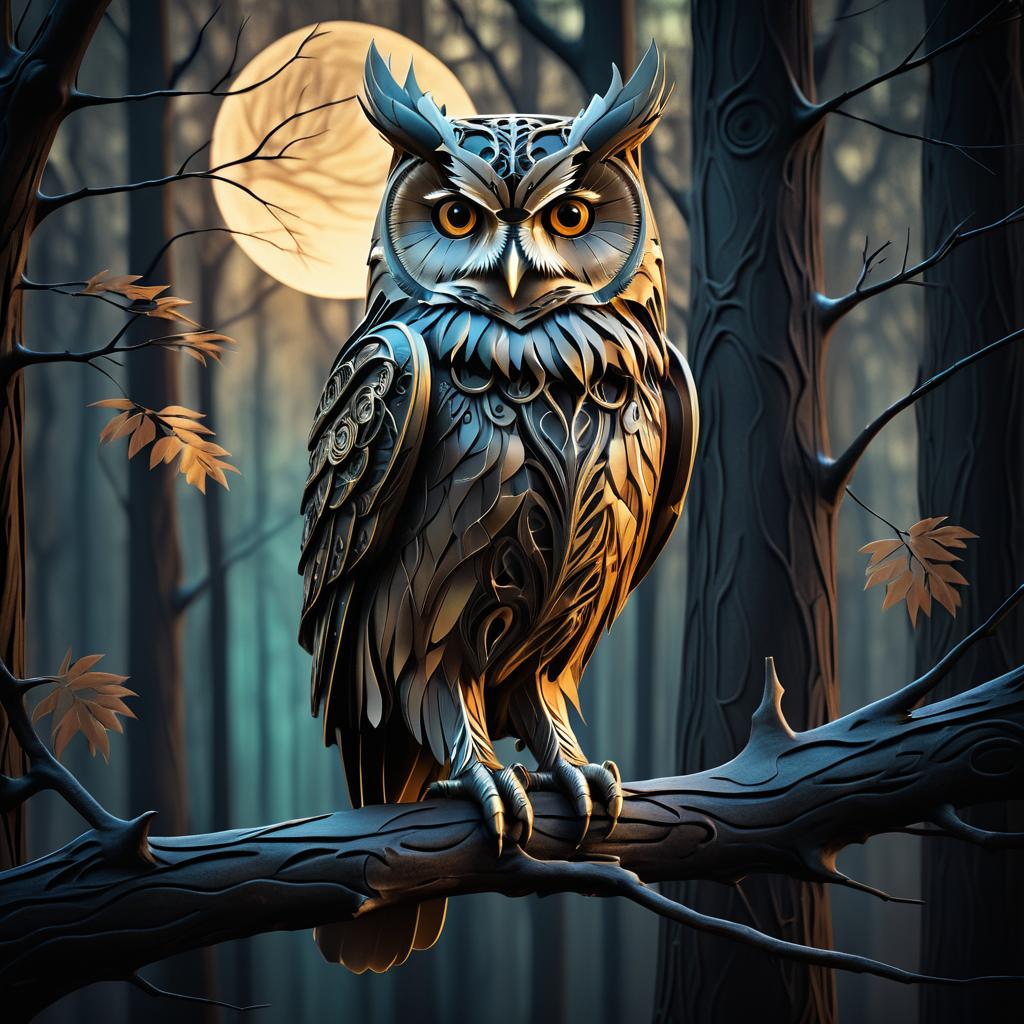 Twilight Portrait of a Wise Owl