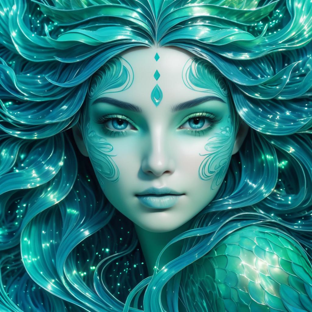 Surreal Mermaid Portrait with Soundwaves