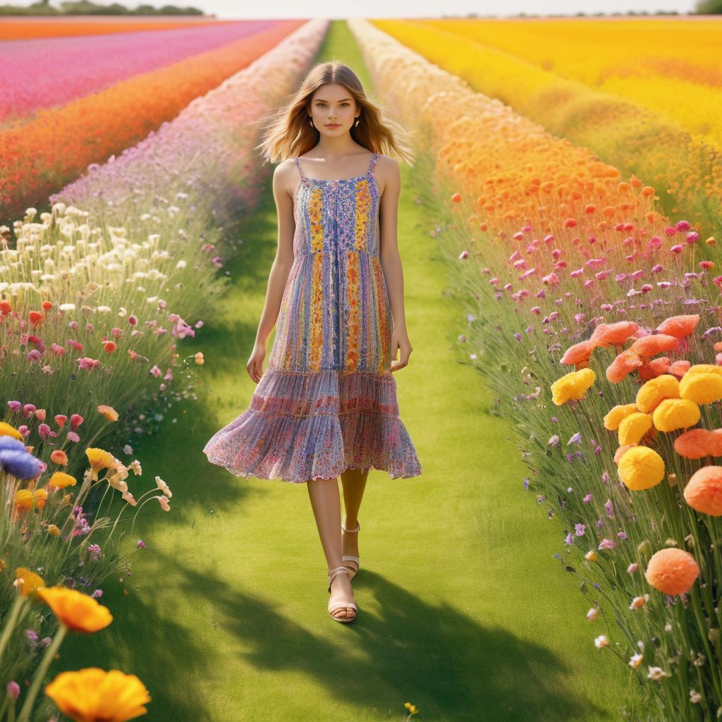 Chic Summer Fashion in a Flower Field