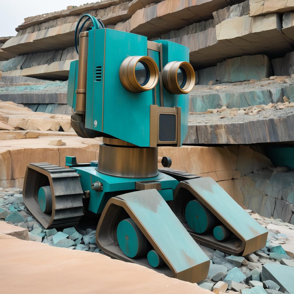 Focused Anthropomorphic Excavator in Quarry