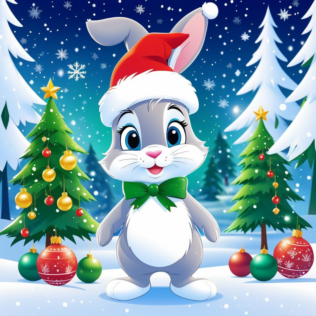 Cheerful Rabbit on a Disney New Year Card