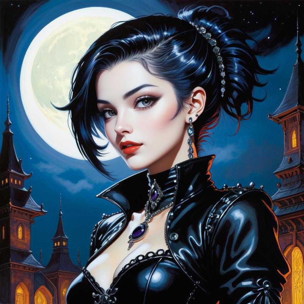 Moonlit Vampire Girl in Dark Fantasy