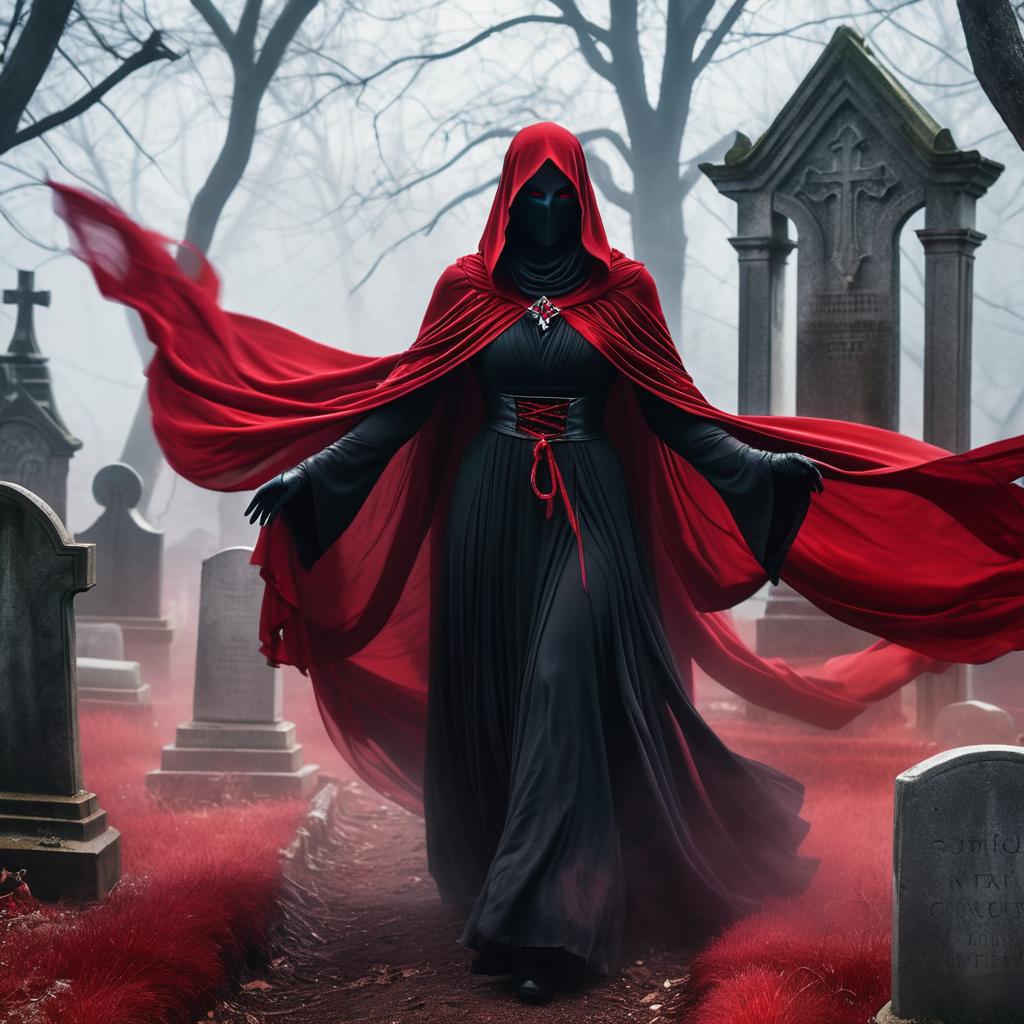 Sinister Wraith in a Graveyard Scene