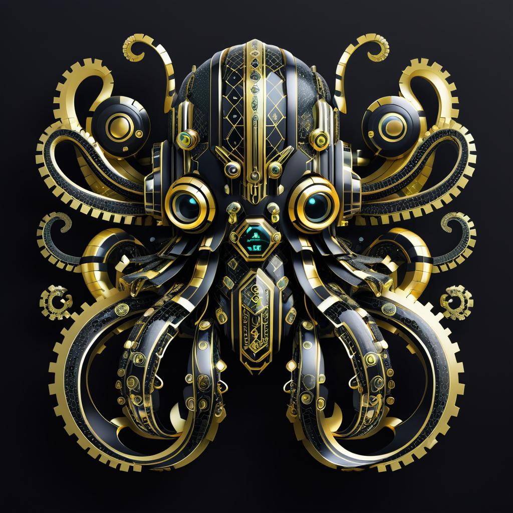 Powerful Robotic Octopus Sticker Design