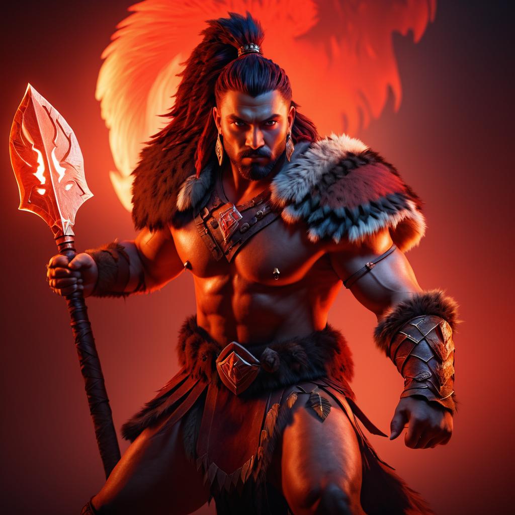 Dynamic Male Barbarian Character Portrait