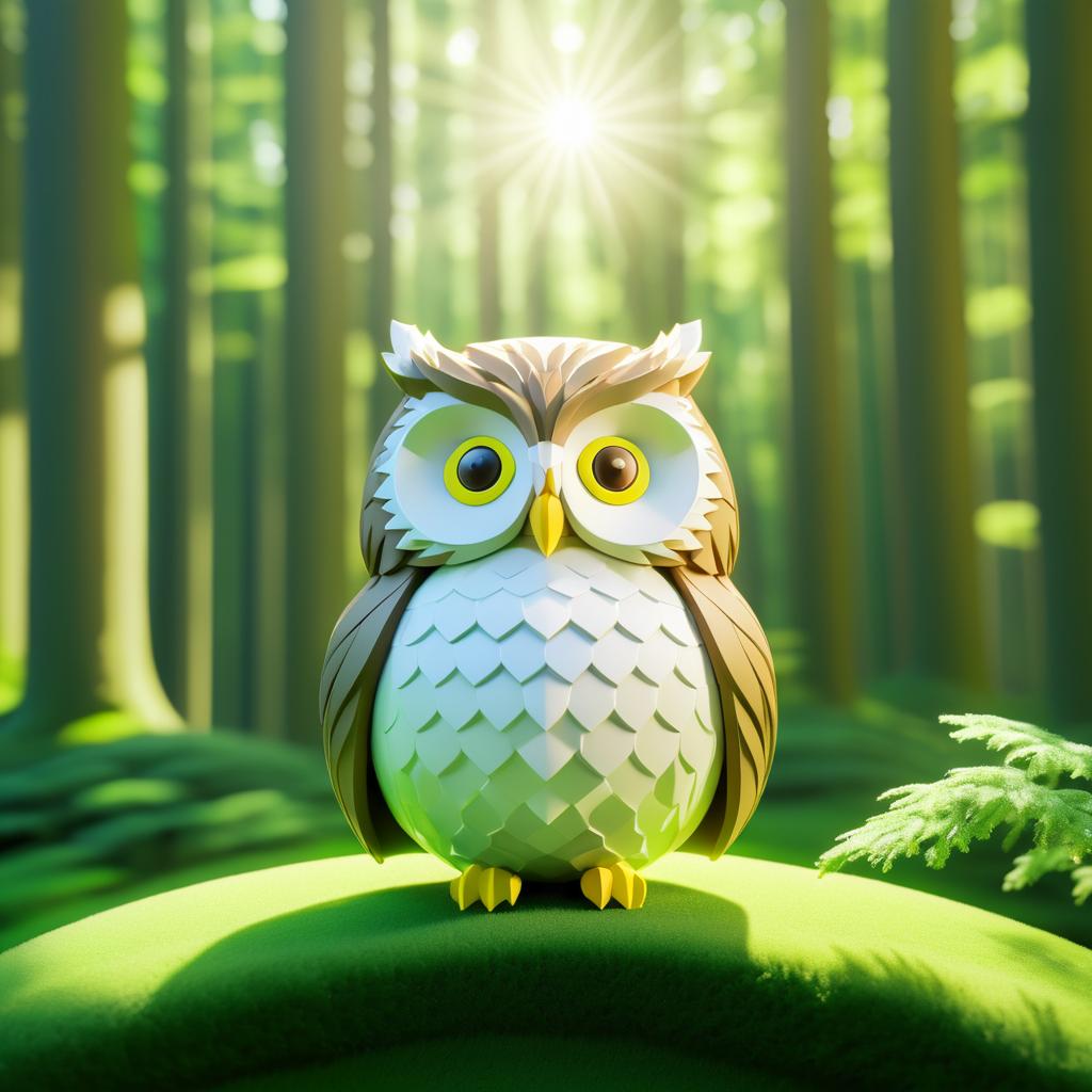 Wise Old Owl in Serene Forest