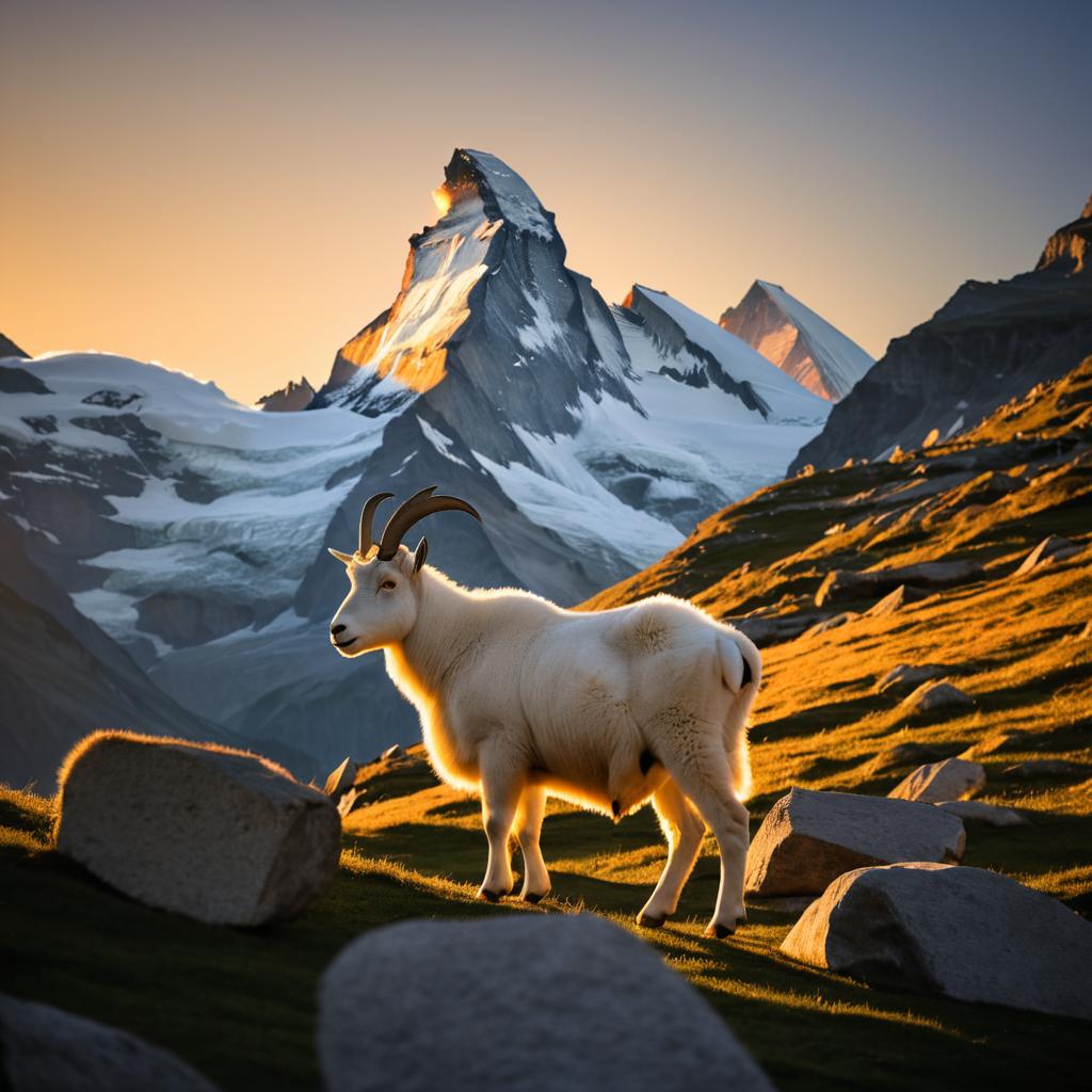 Majestic Matterhorn Sunset with Mountain Goat