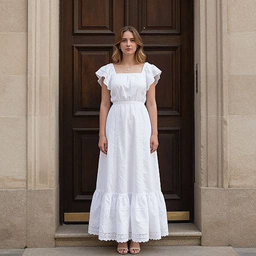 Woman in Traditional White Costume