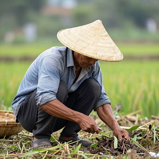Realistic Portrait of Vietnamese Farmer