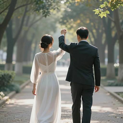 Romantic Stroll on a Sunlit Path