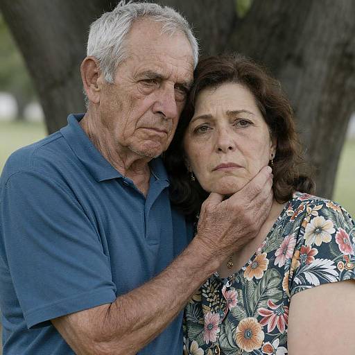 Tender Moment of Elderly Couple in Sadness