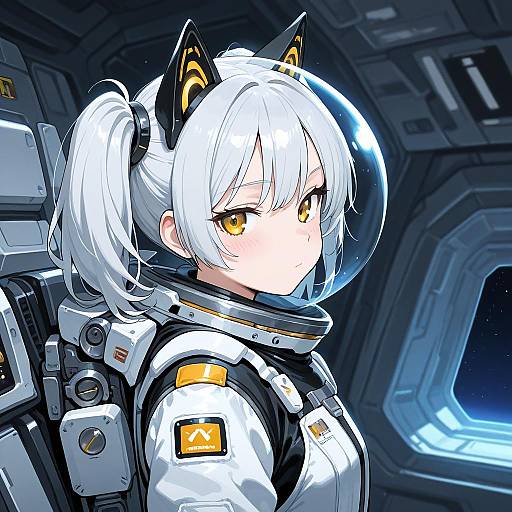 Futuristic Girl in Spacecraft Interior