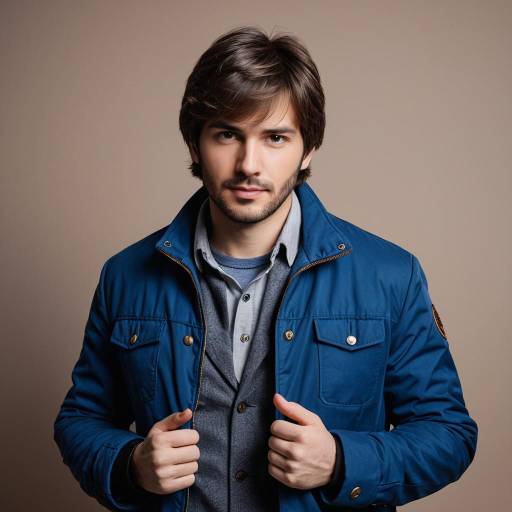 Man in Classic Blue Jacket and Grey Shirt