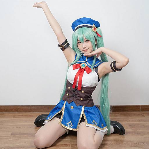 Mint-Green Haired Anime Cosplayer