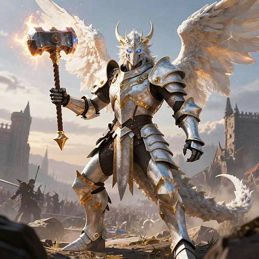 White Dragonborn Paladin at Dawn