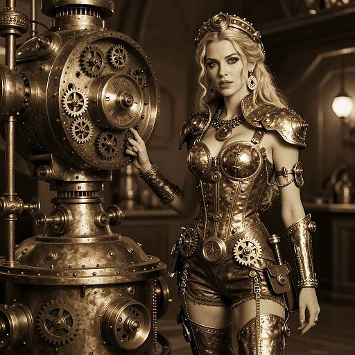 Steampunk Woman with Mechanical Contraption
