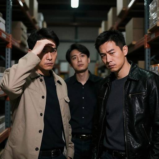 Intense Moment in Industrial Warehouse