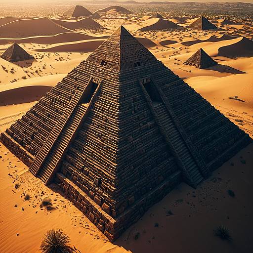 Ancient Pyramid in Sonoran Desert at Sunset