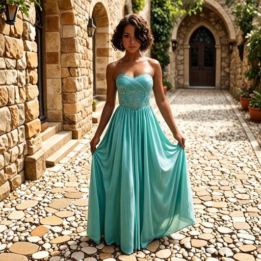 Elegant Dark-Skinned Girl in Dress