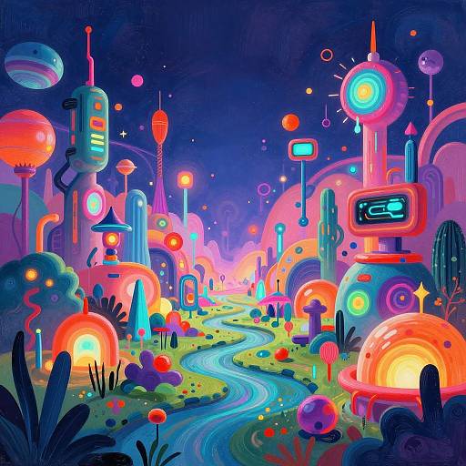 Vibrant Surreal Neon AI Landscapes