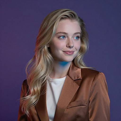 Blonde Woman in Satin Blazer Portrait