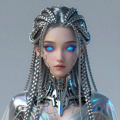 Glowing-Eyed Cybernetic Character Illustration