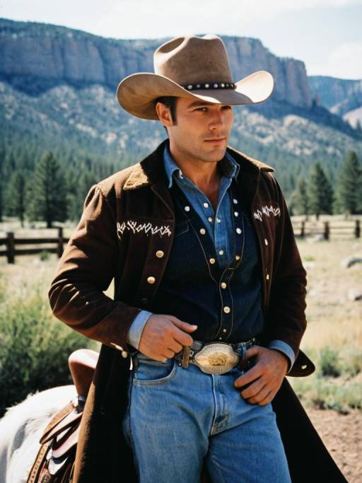 Cowboy in Brokeback Mountain Costume Outdoors