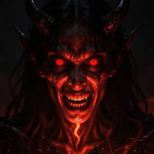 Demonic Red Eyes with Fiery Glow