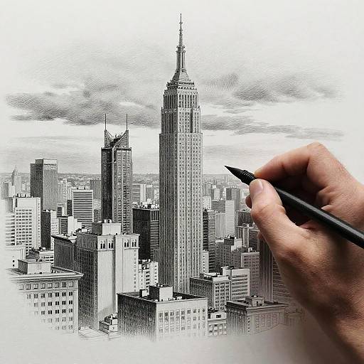 Realistic AI Pencil Sketch of Cityscape
