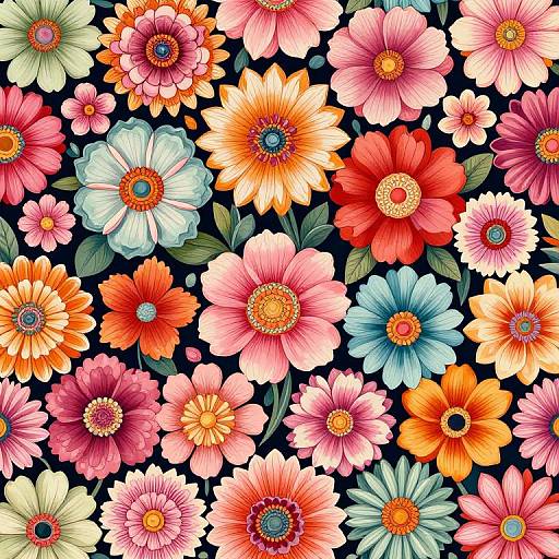 Vibrant Intricate Indian Floral Pattern