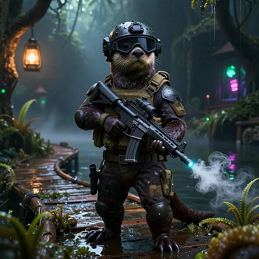 Bioluminescent Otter Commando in Mangrove