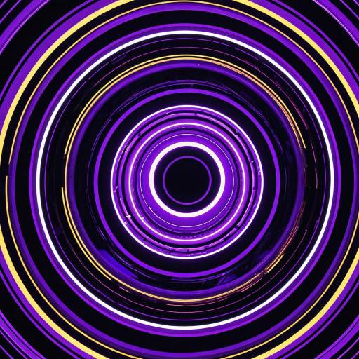 Futuristic Neon Purple and Gold Abstract Rings