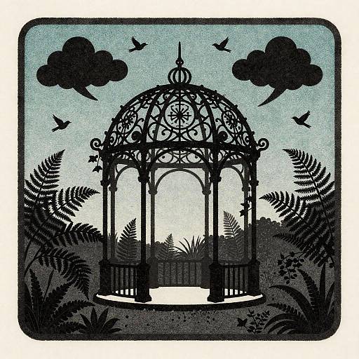Art Nouveau Moonlit Botanical Gazebo