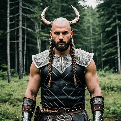 Muscular Male Viking Costume in Nature