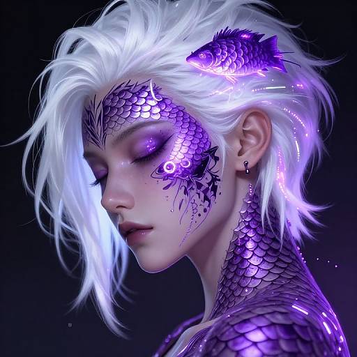 Cyberpunk Neon-Glowing Scale Portrait