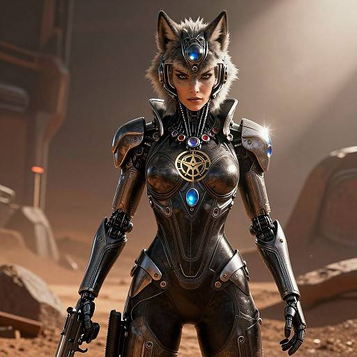 Cinematic Cyberpunk Woman on Mars