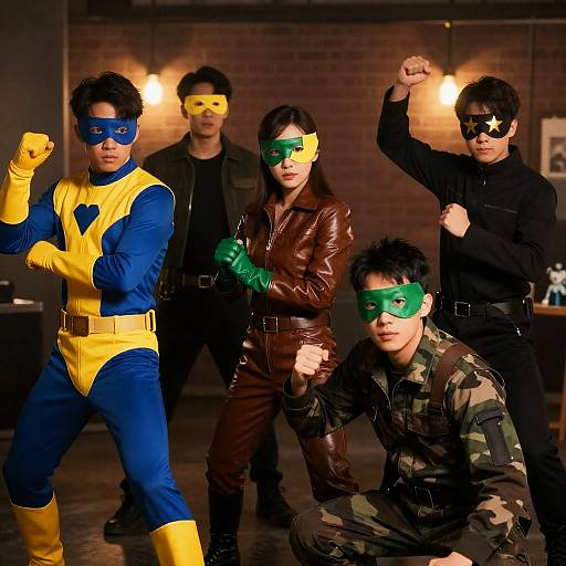 Dynamic Superhero Group in Dim Light