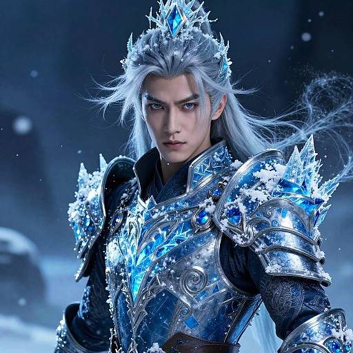 Fantasy Warrior in Icy Blue Armor