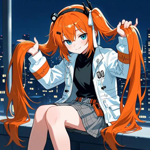 Playful Girl in a Bustling Cityscape