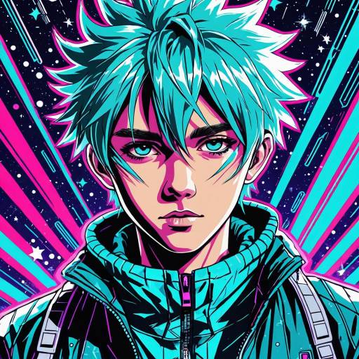 Vibrant Cyberpunk Teen Portrait