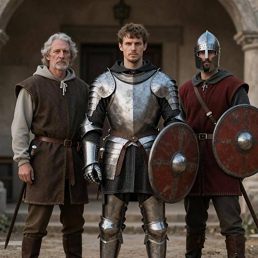 Medieval Warriors in Rustic Landscape