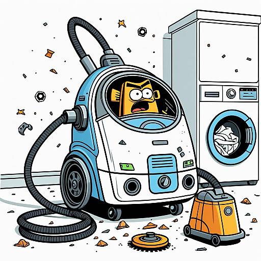 Grumpy Vacuum Cleaner Cartoon