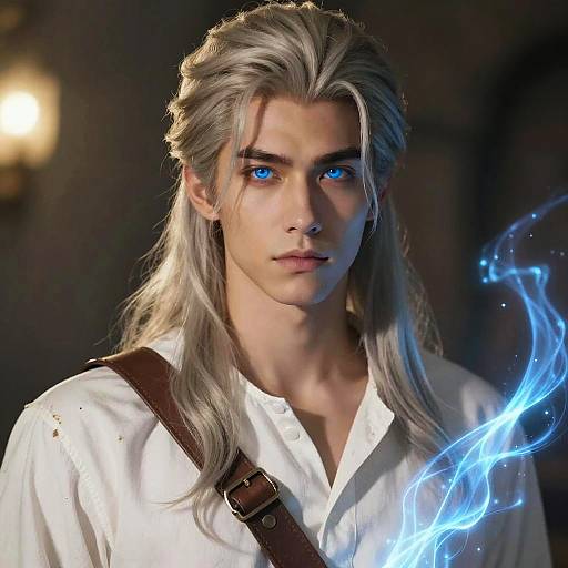 Mystical Young Man with Glowing Energy