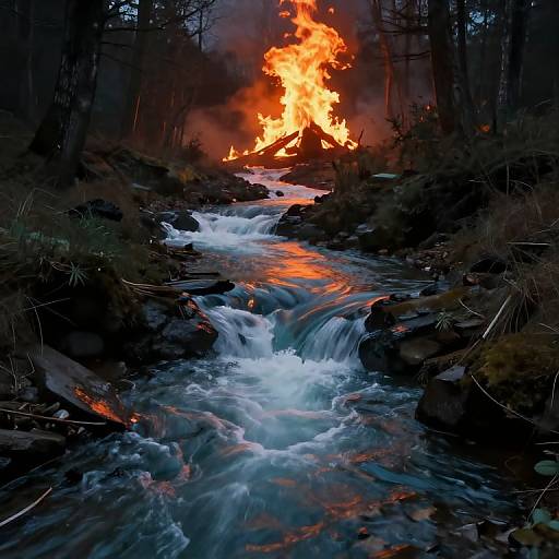 Surreal Ascending River to Fiery Source