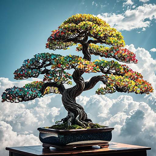 Gigantic Bonsai with Multicolored Opal Leaves